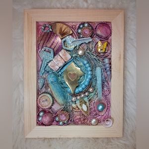 "Peaches&Dreams" 5x7 Framed OOAK Mixed Media Creation /Gift